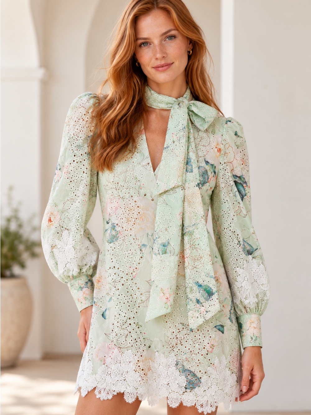 NWT Elliatt Outdoor Floral Eyelet Lace Mini Dress Size Small Sample